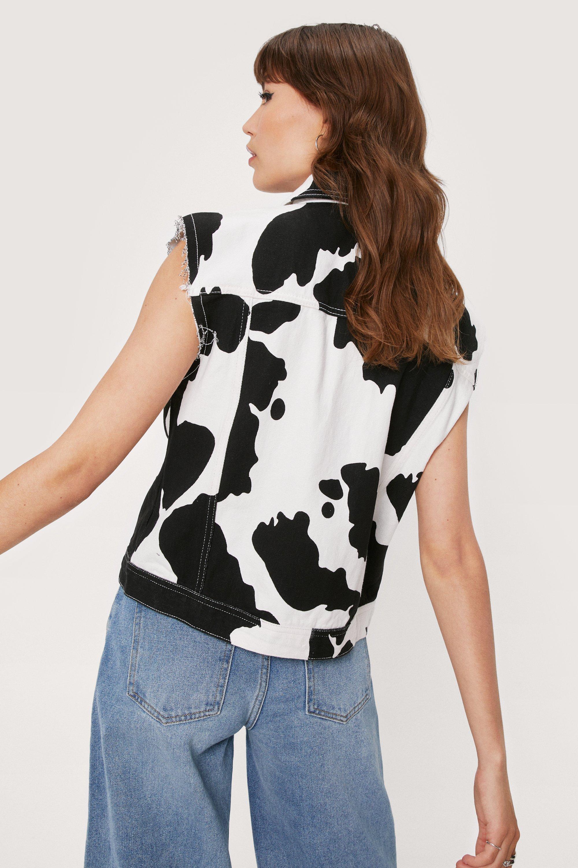 Cow print sales jean jacket